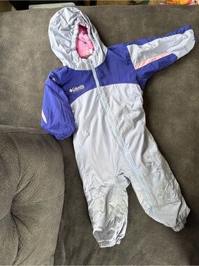 Columbia Kids' Light Gray and Purple One-Piece Snowsuit